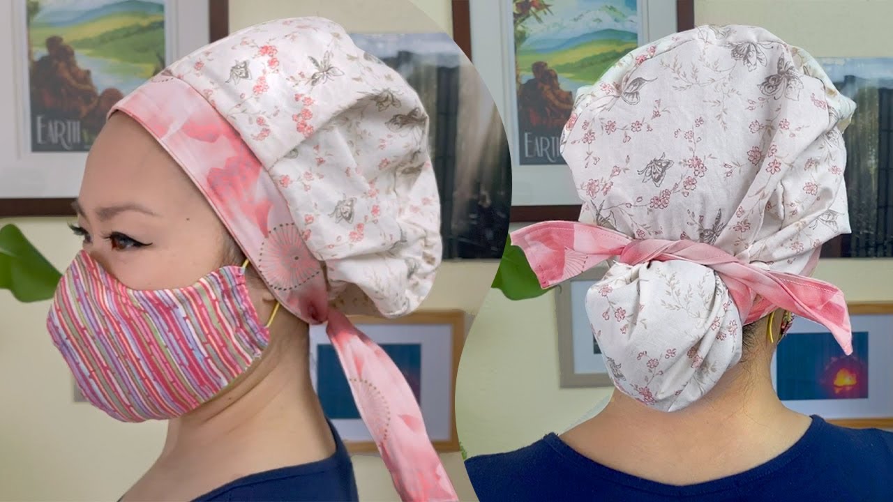 Poofy Scrub Cap Tutorial - Hybrid Fitted/Bouffant - Free Printable Pattern - Long/Short Hair?Unisex