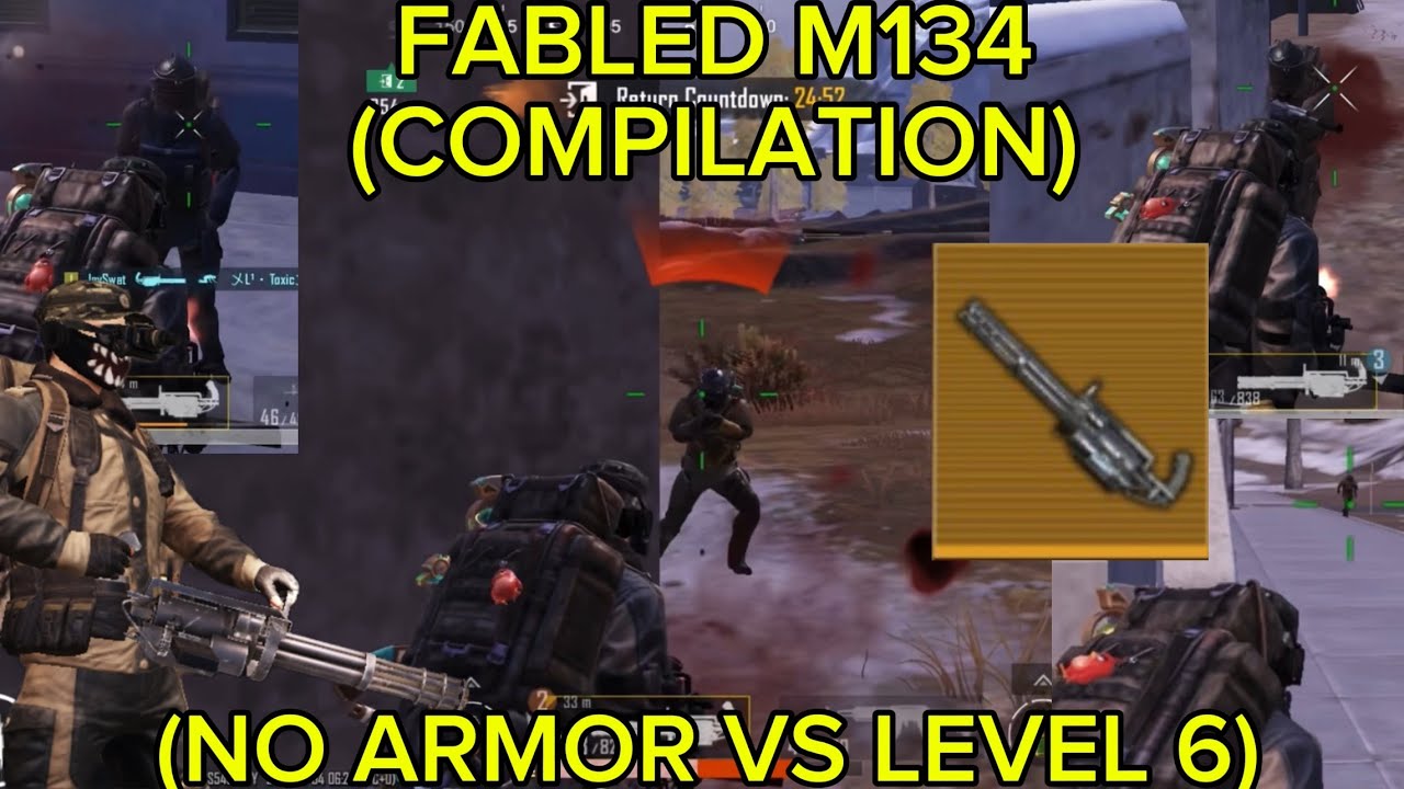 PUBG:Fabled M134 (No Armor VS Level 6) In Metro Royale (COMPILATION)