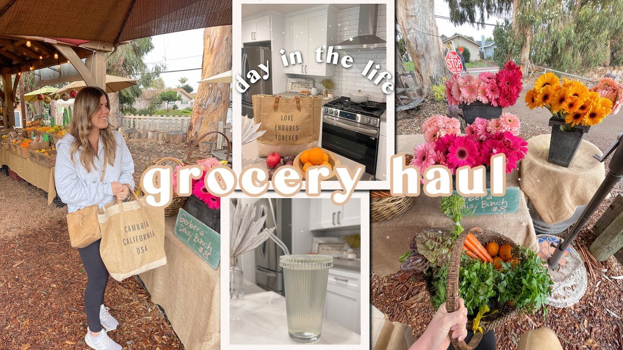 Day In The Life | healthy grocery shop + haul, workout with me, daily meals & moving!
