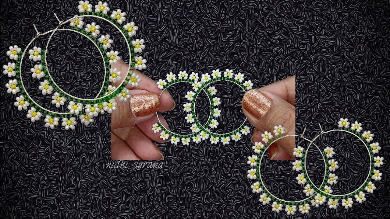 Circle Bloom Earrings/Daisy Hoops with Seed beads/Jewelry making Tutorial/Aretes Diy