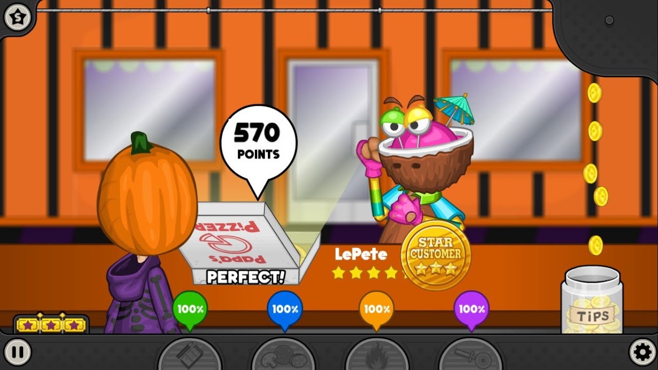 570 points? Perfect Day!! Papa's Pizzeria Deluxe Halloween!