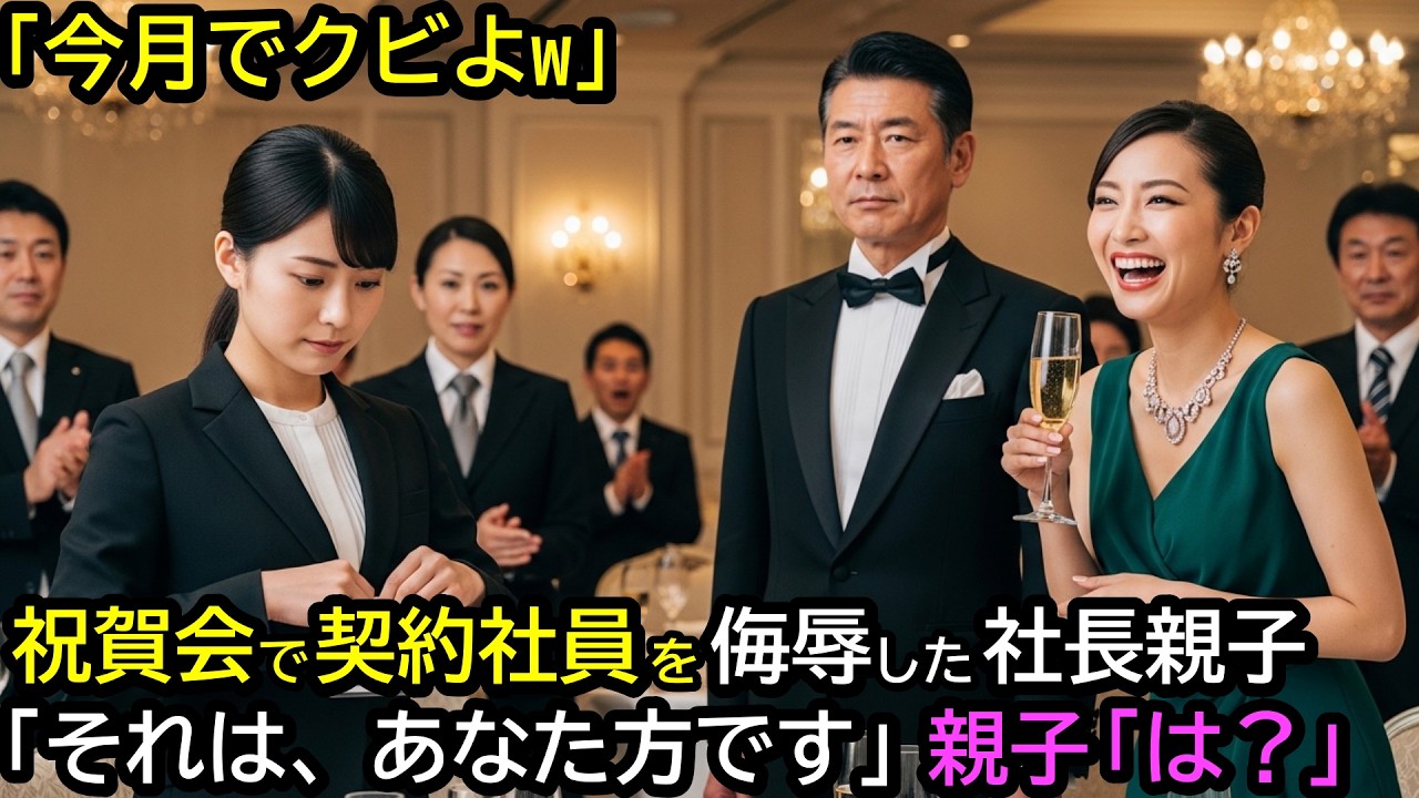 「今月でクビよw」祝賀会で契約社員を侮辱した社長親子。「それはあなた方です」親子「は？」