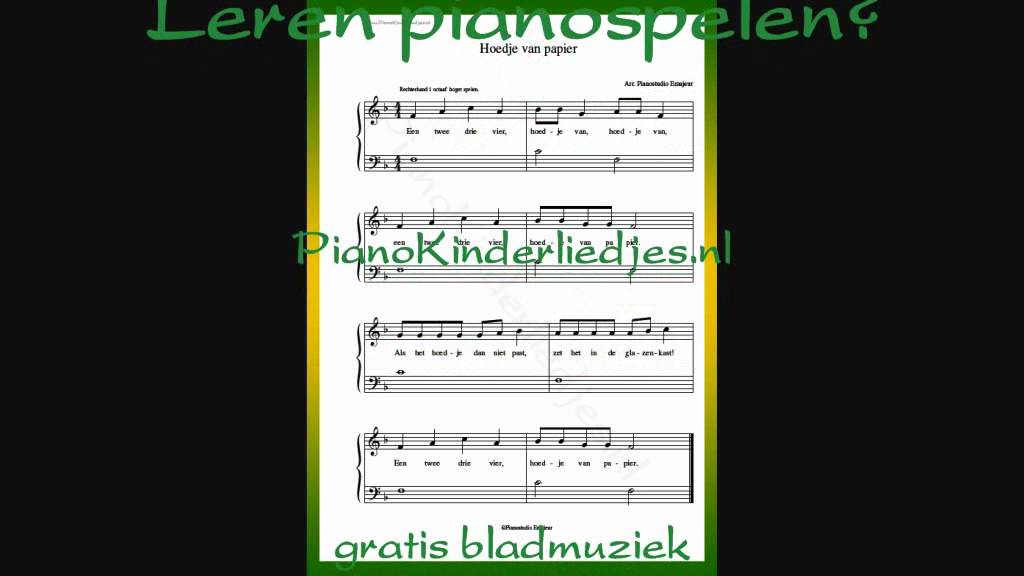 Een twee drie vier, hoedje van papier - piano