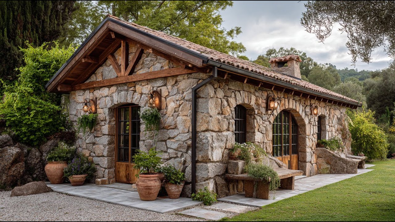 Storybook Tiny Stone House | Warm Rustic Home in Nature
