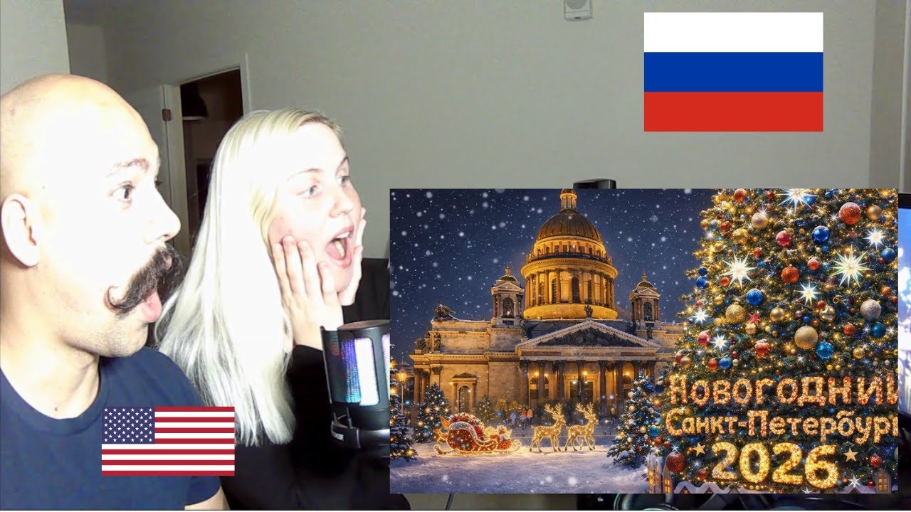 American And Russian Wife Reacts to Новогодний Санкт Петербург 2026