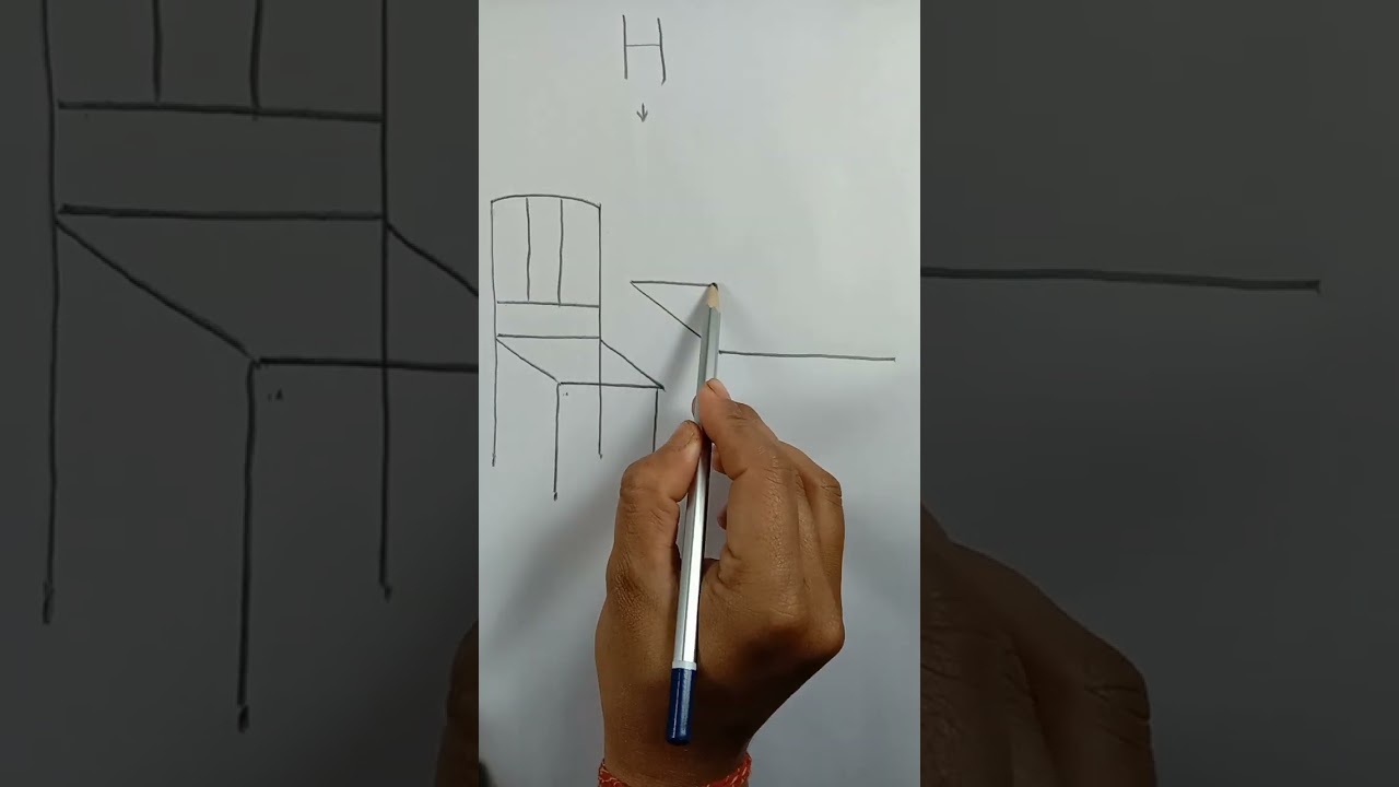 How to draw chair and table Easy from H letters #shorts