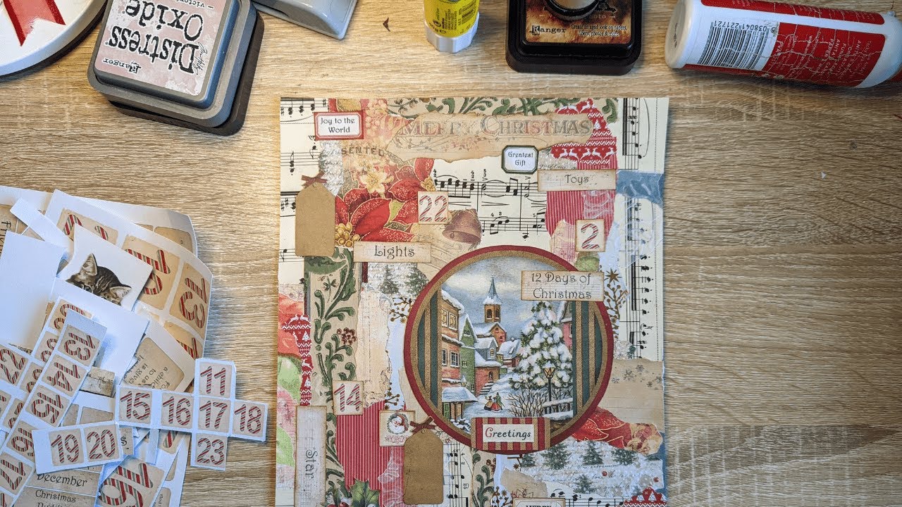 Craft With Me: Making A Christmas Collage Masterboard | Using Up Paper Scraps | Desk Mop Up Time!