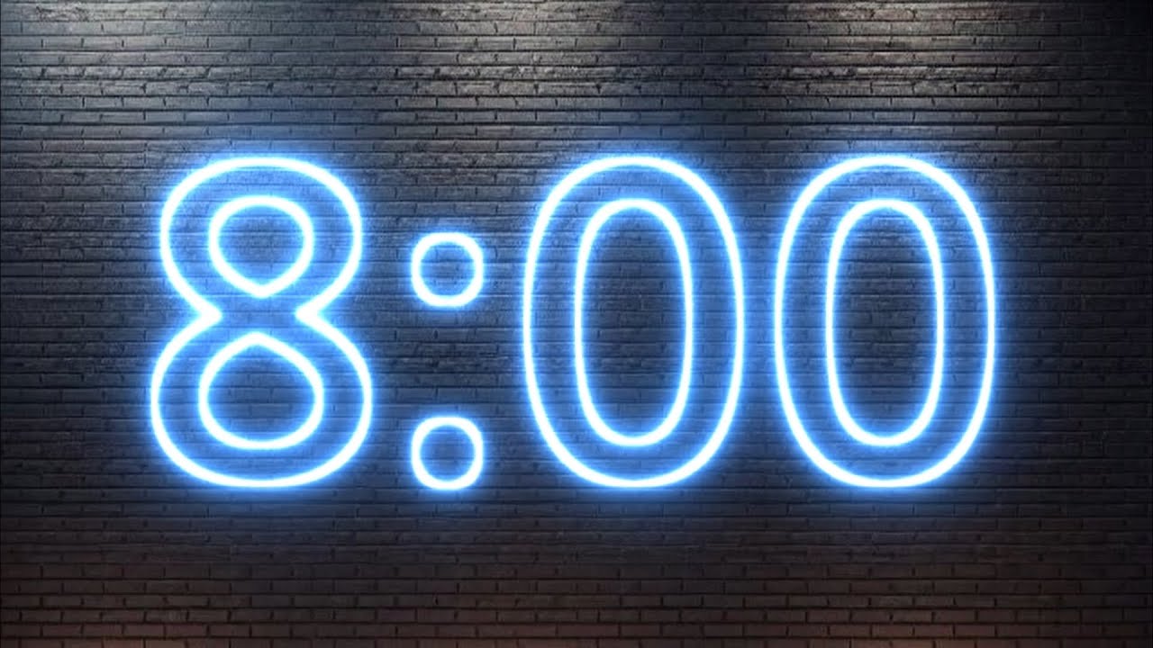 8 Minute Timer with Alarm | 480 Second Neon Countdown