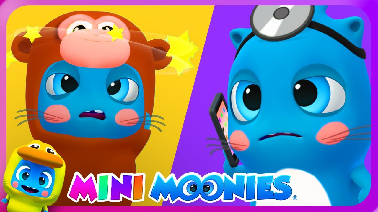 5 LITTLE MONKEYS + 6 MORE FUN RHYMES! 🎵 Mini Moonies Sing-Along Compilation