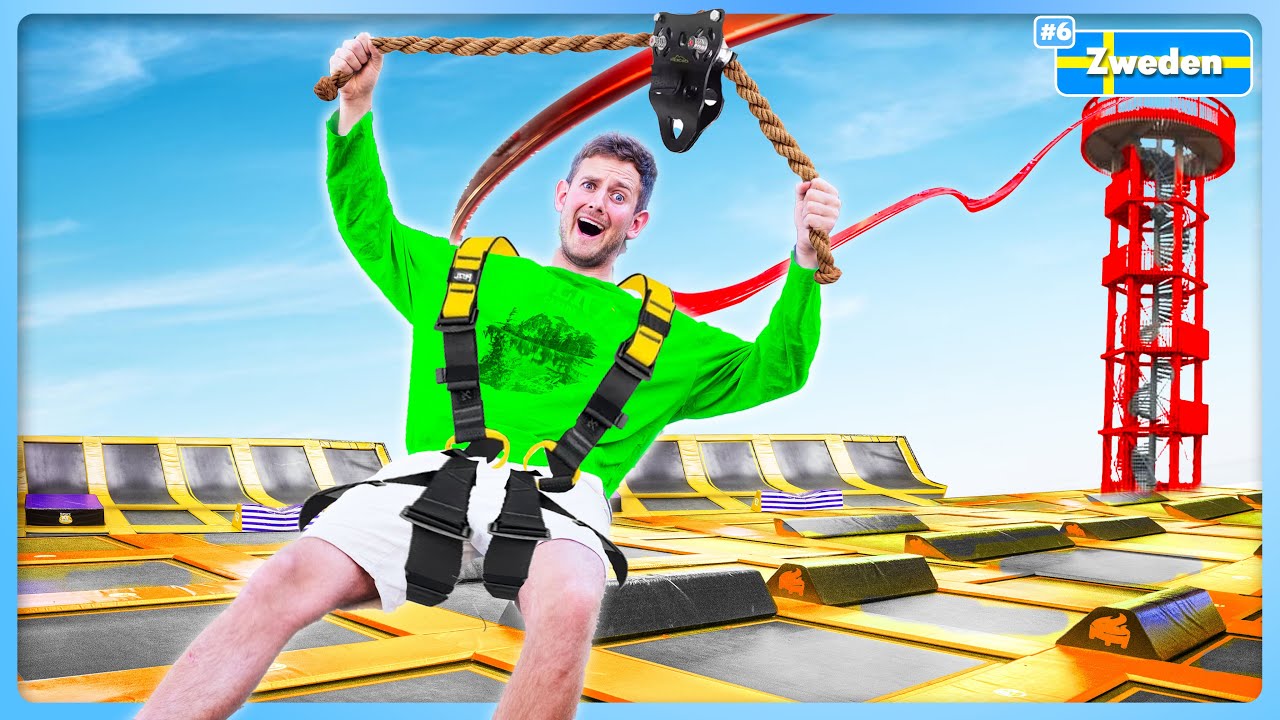 HOGE KABELBAAN TESTEN IN TRAMPOLINEPARK!