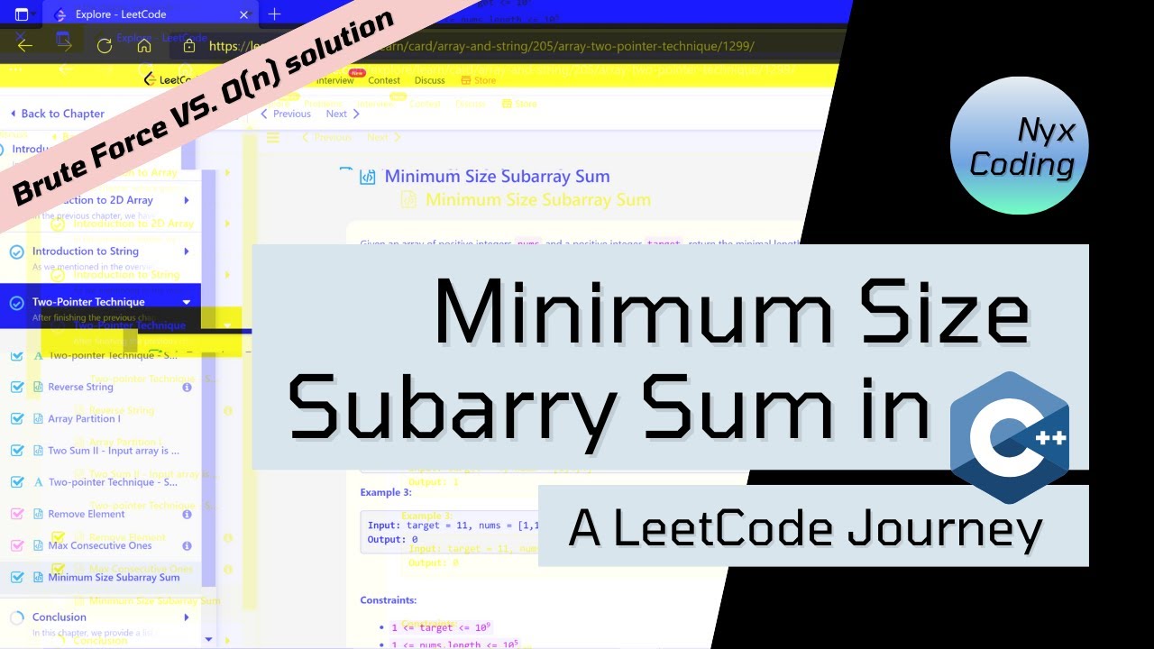 Minimum Size Subarray Sum in C++ - A LeetCode Journey