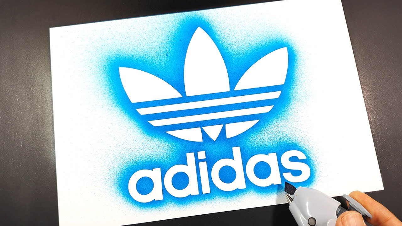 How to draw adidas trefoil logo with a stencil | Logo art | Stencil art