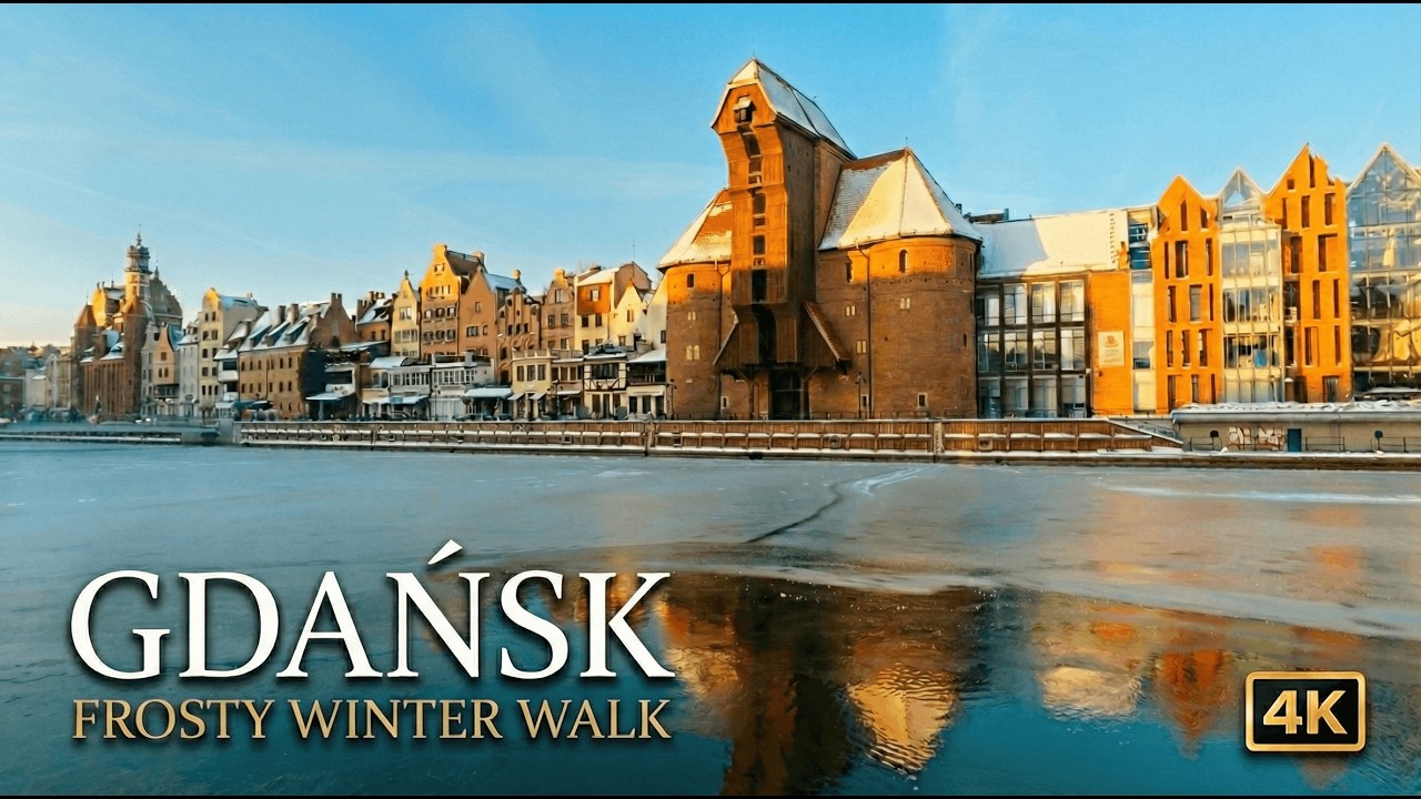 Frosty 🥶Gdansk, Poland  | Sunny Morning Winter Walk 4K ☀️ |  Snow Crunching ASMR