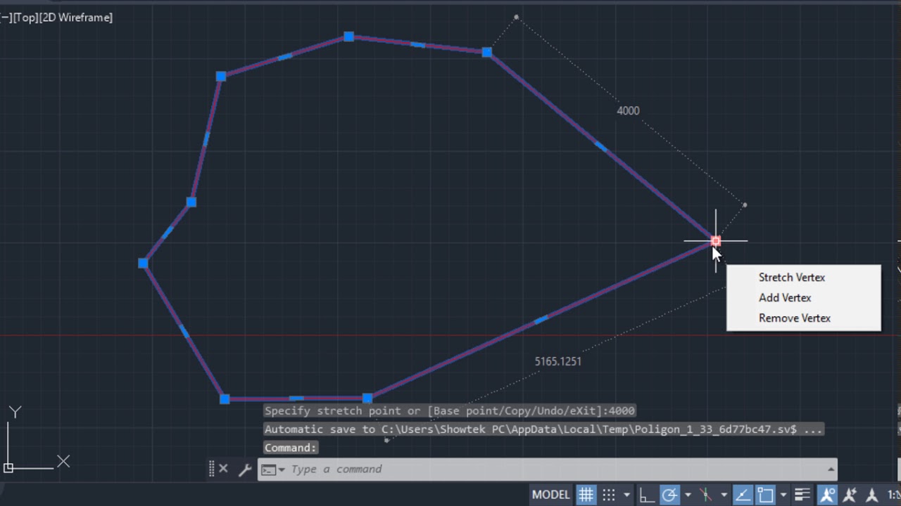 Editar Vértices en AutoCAD de Polilinea, coordenadas, sentido, modificar longitud de lados Poligono