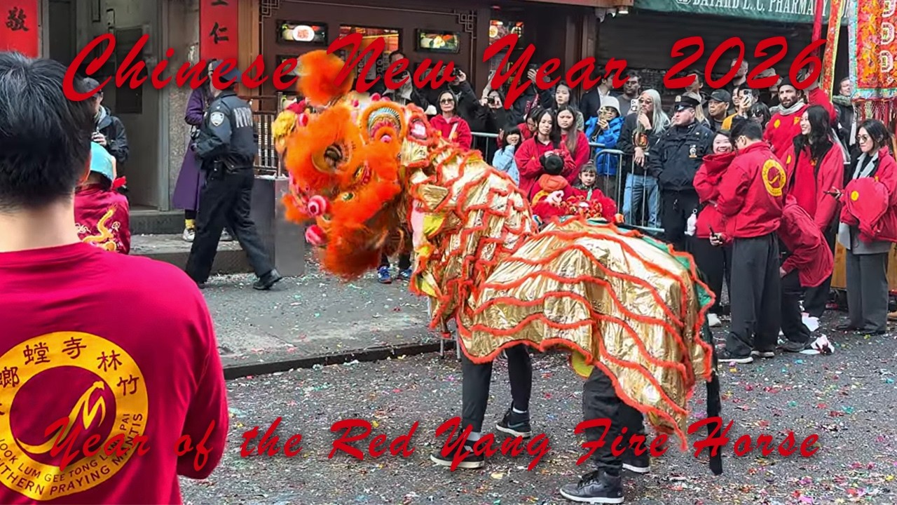 Chinese New Year 2026 Lion Dances #1 hosted by Grandmaster Norman Chin in Chinatown NYC.