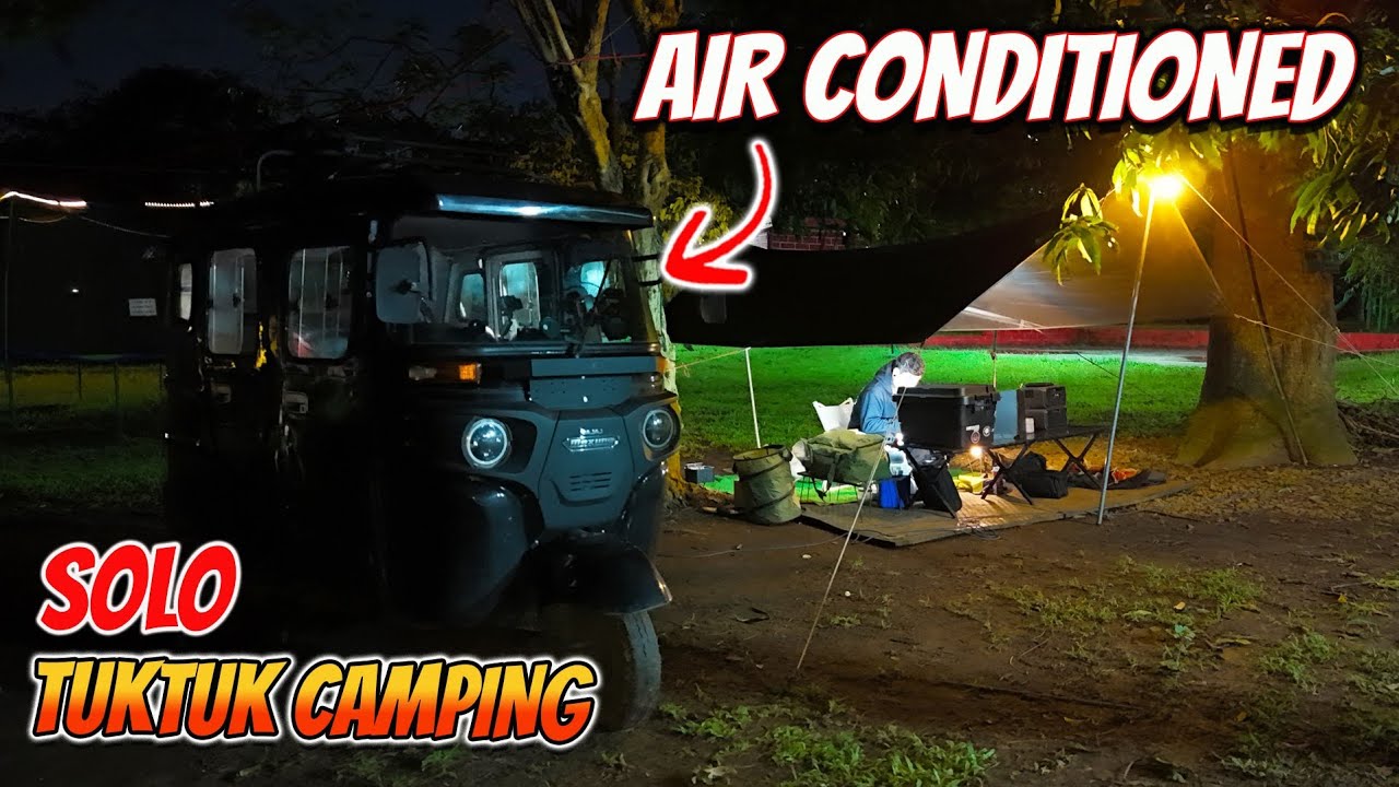 SLEEPING IN AIR CONDITIONED TUKTUK | Solo Tuktuk Camping Adventure | EcoFlow Wave 3