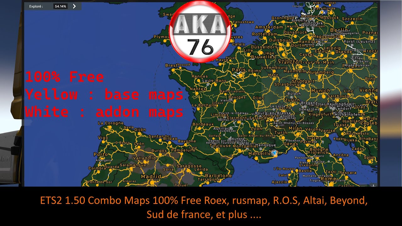 - 205 ETS2 1.50 Combo Maps 100% Free Roex, rusmap, R.O.S, Altai, Beyond, Sud de france, et plus ....