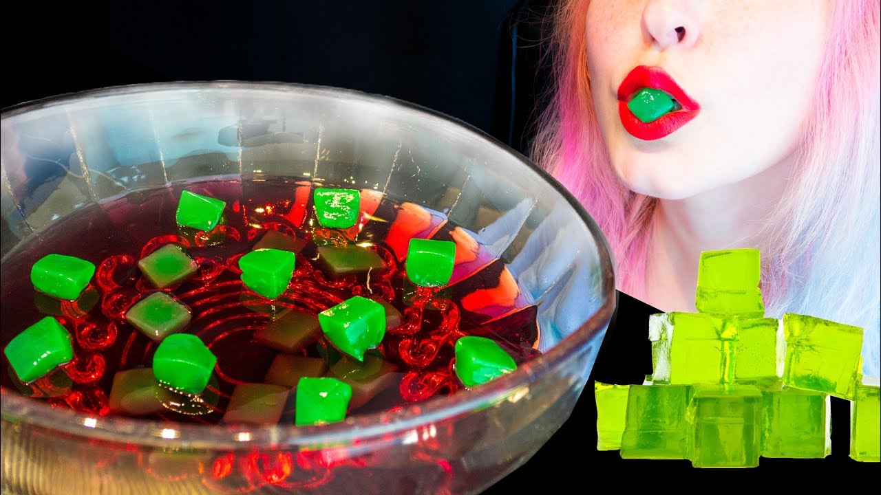 ASMR: Wobbly Jello Bowl w/ Green Jello Cubes | Filipino Nata de Coco ~ Relaxing [No Talking|V]😻