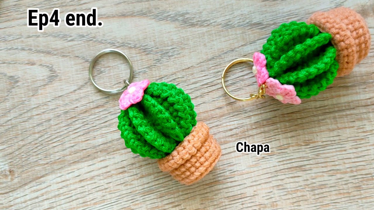 Ep4 end. Assembly 🌵Crochet Cactus Keychain Tutorial step by step #crochetkeychain #crochetcactus