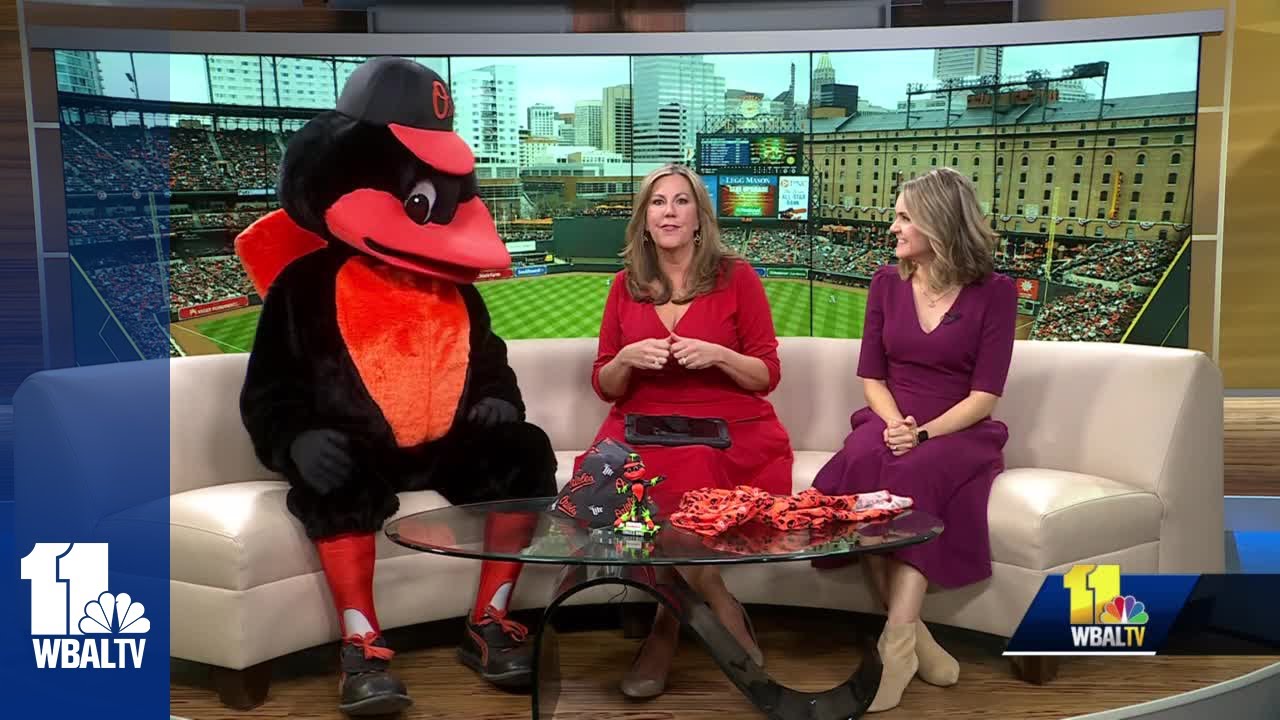 Oriole Bird visits the morning crew to highlight promotional schedule