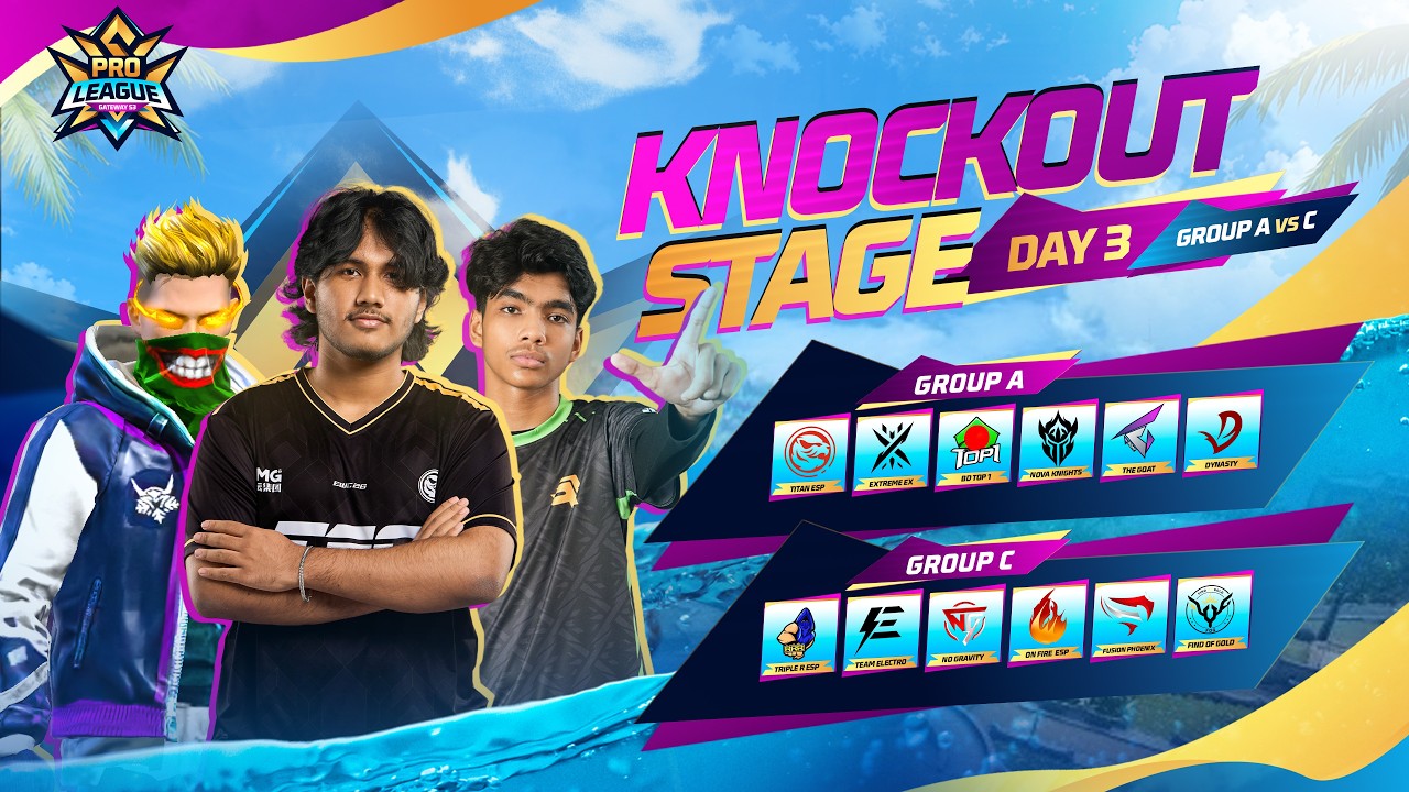 [🔴LIVE] PRO LEAGUE GATEWAY S3 | KNOCKOUT STAGE DAY-3 | FREE FIRE @raadvaiyt829 @KUTTUSH-u5r 