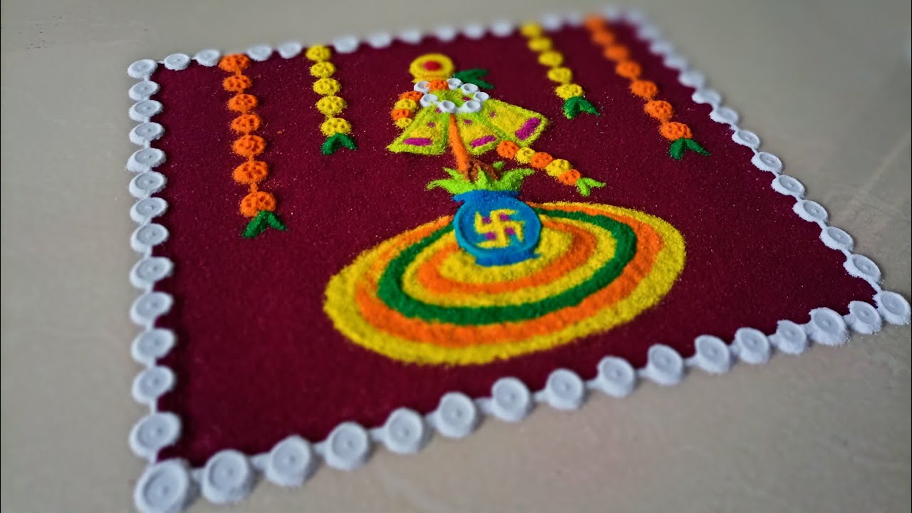 gudhi padva rangoli | gudhi rangoli | gudhi padwa rangoli | padwa rangoli