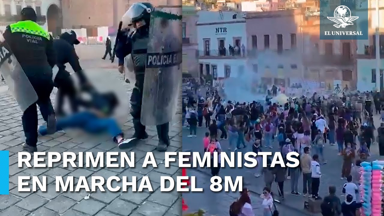 Policías de Zacatecas detienen y reprimen a feministas en marcha del 8M
