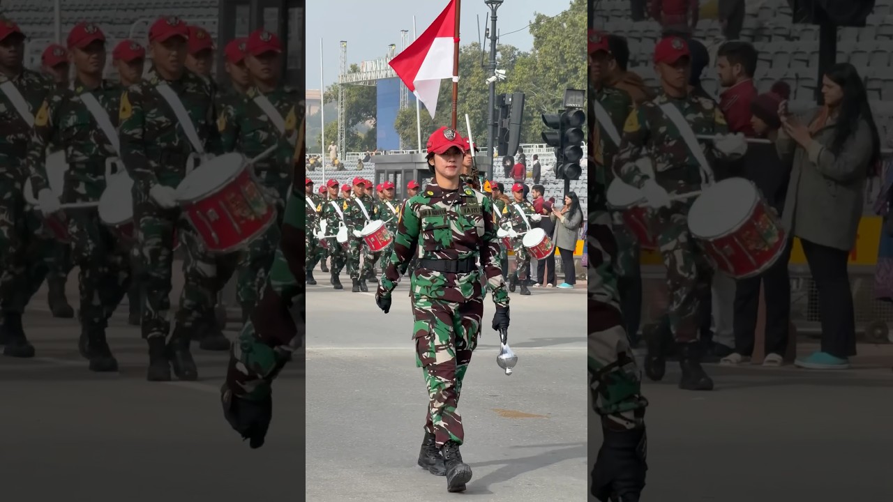 Indonesia contingent at Republic Day Parade Rehearsal at Kartavya Path Delhi. #shorts #republicday