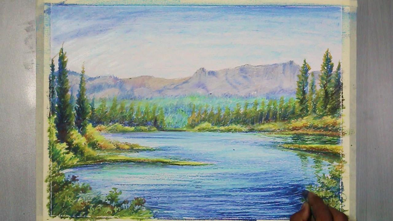 How to Draw A Mountain Landscape in Oil Pastel