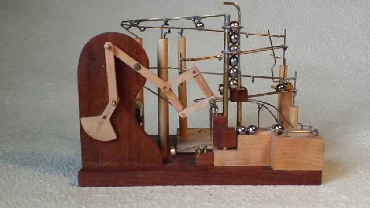Marble Machine using Peaucellier's rotary to linear linkage machanism