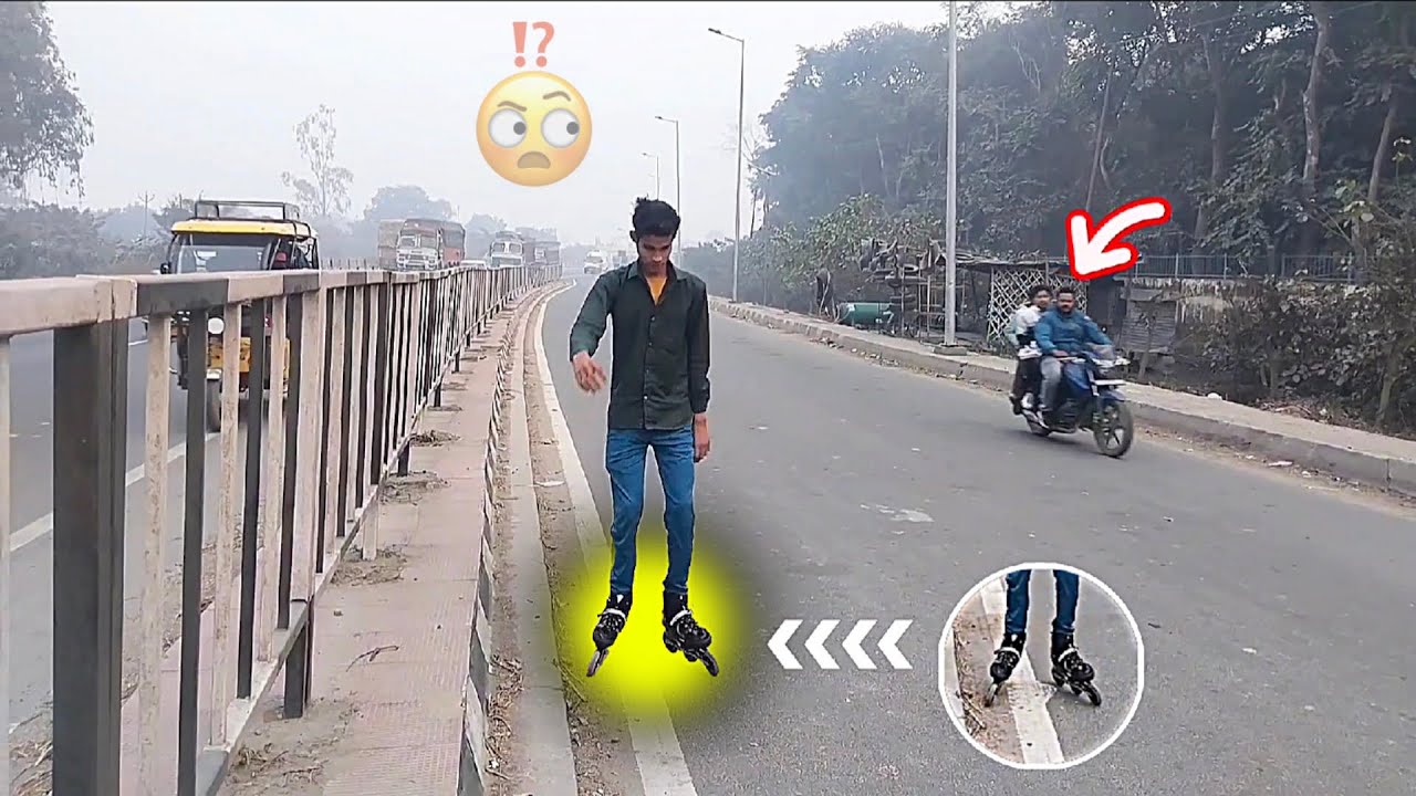 बीच हाईवे स्केटिंग 🛼😱👀||skating highway 🛣️||skating video||skating reaction