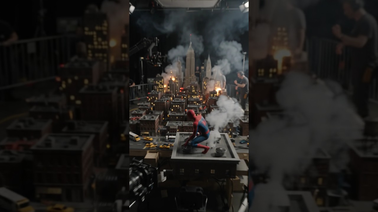 SPIDER-MAN IN A CITYWIDE BLACKOUT ⚡🕷️ | INSANE Miniature Practical Effects BTS #shorts #spiderman