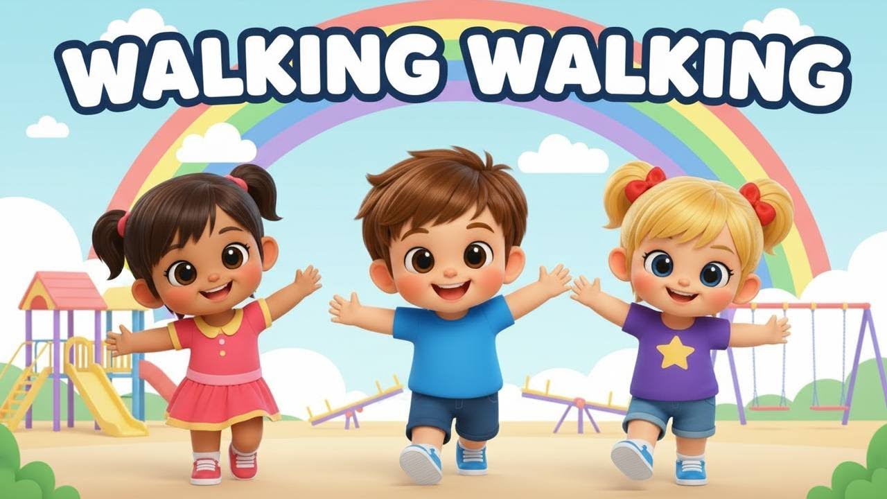 👣 Walking Walking – Action Song for Kids 🎶 _ Move & Dance with Us! 🌈 