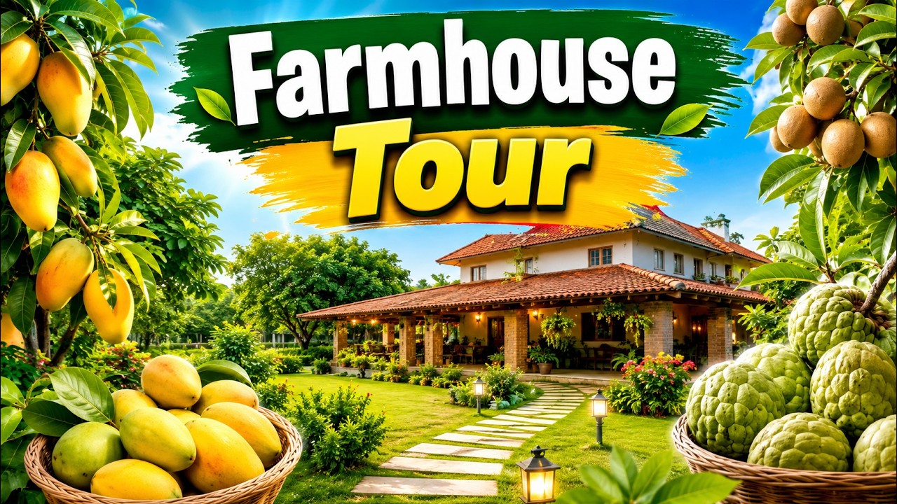 Farmhouse Tour | Beautiful Farmhouse with Mango, Chikoo & Custard Apple Trees | Farmhouse Tour Vlog