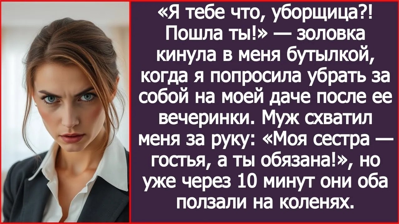 Я тебе что, уборщица! Пошла ты! Золовка кинула в меня бутылкой, когда я попросила убрать за соб