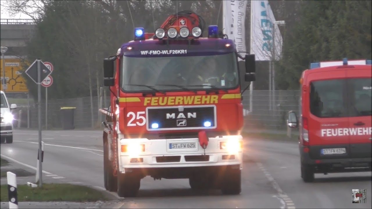 Einsatzfahrten Feuerwehr + THW Kreis Steinfurt +Osnabrück + FMO zum Großbrand in Saerbeck