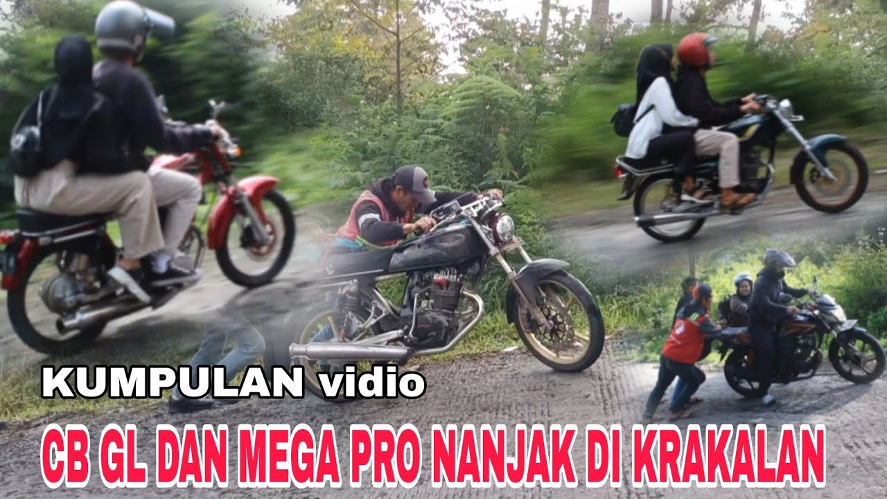 kumpulan cb gl dan mega pro saat menanjak di tanjakan KRAKALAN, jalur ke wisata dieng