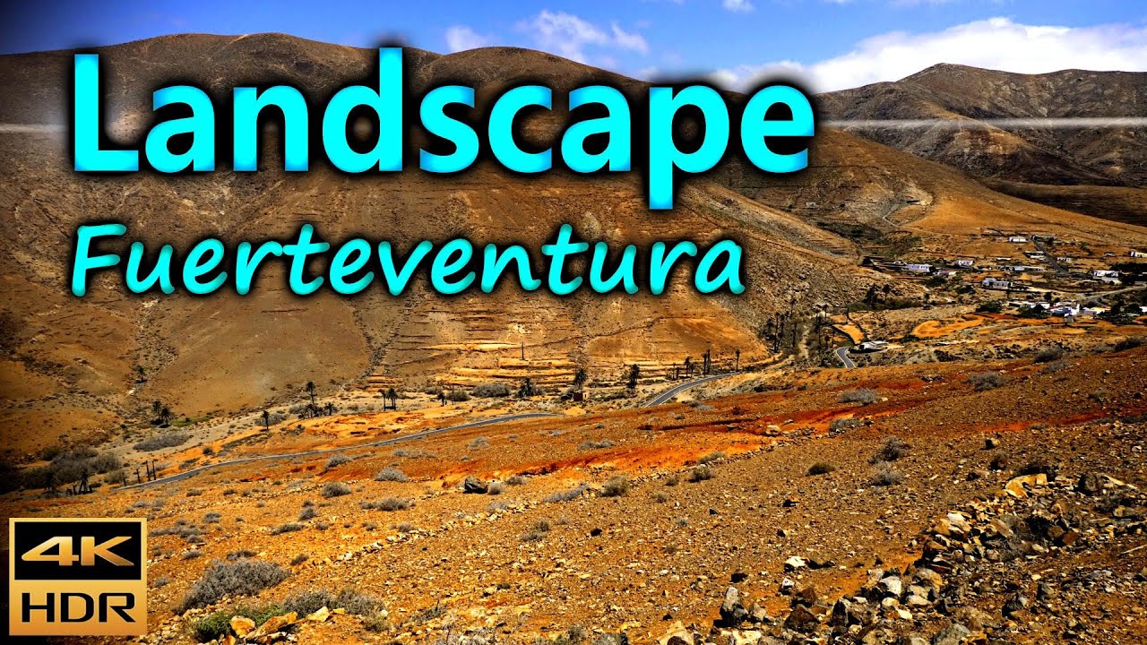 Landscape of Fuerteventura, with volcanic landscapes and wide plains / Fuerteventura, Spain / 4K HDR