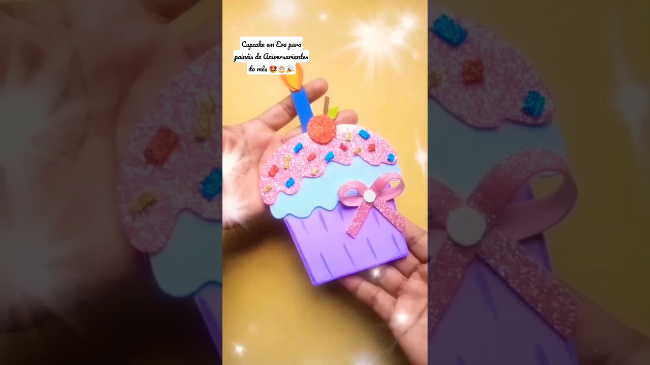 Cupcake em Eva para pain&eacute;is de Aniversariantes do m&ecirc;s #youtubshortsvideo #shortsvideo #youtubeshorts