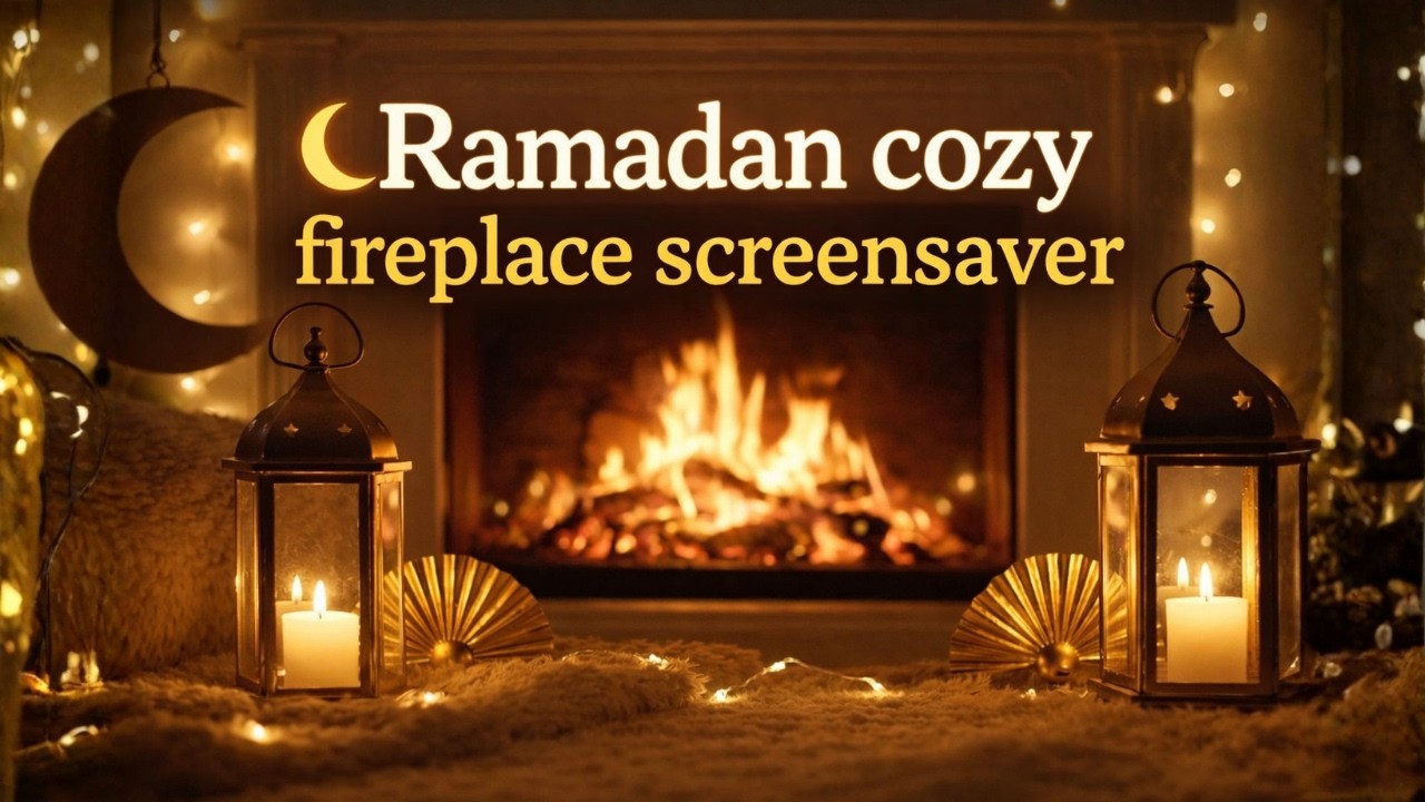 Ramadan Cozy Fireplace Ambience 🌙 Warm Lantern Night | Relaxing Ramadan Atmosphere for Home