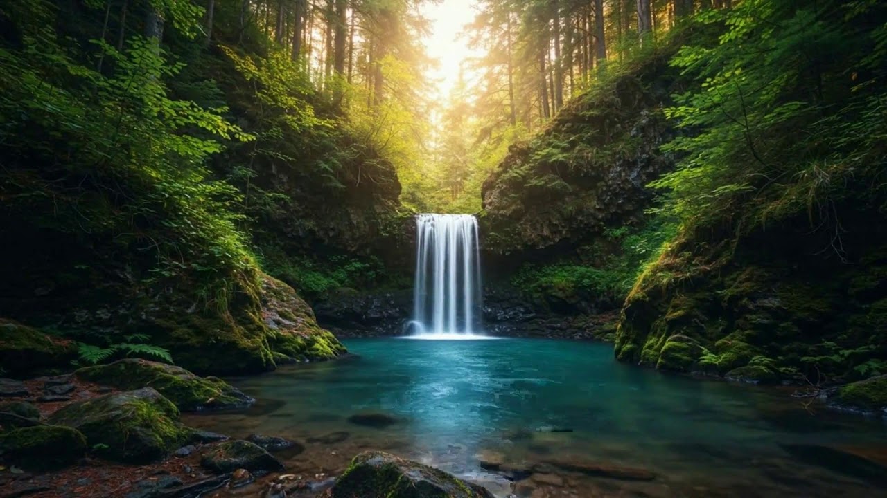 LIVE: Tranquil Waterfall Forest | Relax & Study | White Noise Room 4K