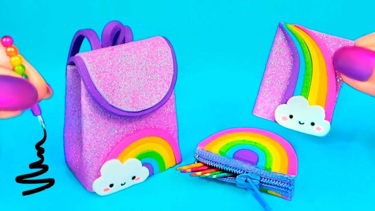 DIY MINI ÚTILES ESCOLARES ARCOIRIS que SÍ FUNCIONAN!
