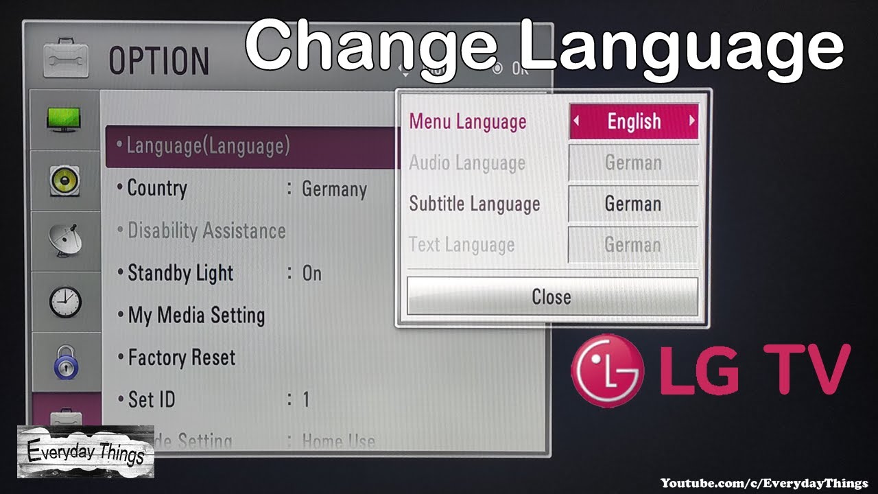 How to change language and Region LG TV (Non-Smart TV)
