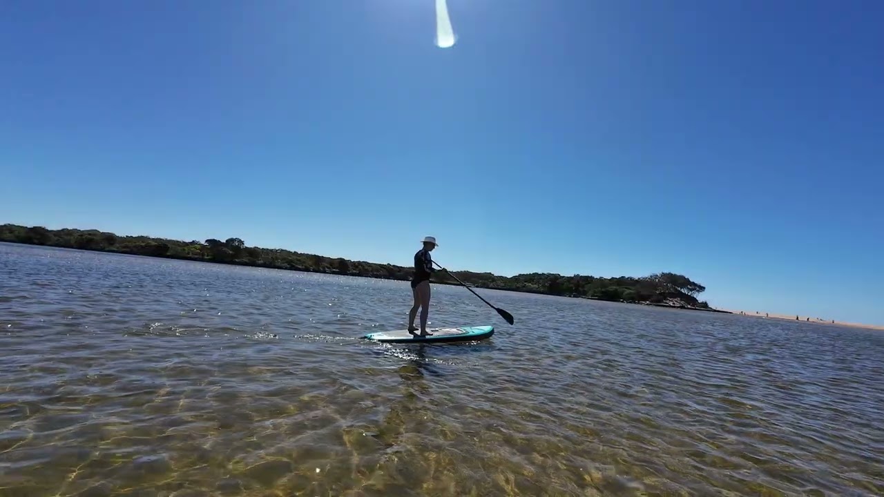 Stand up paddle board, Elly with broken foot.