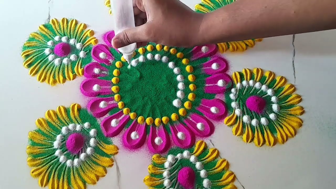 Plate 🍽  🌼 🌸 rangoli design 🌼 🌸 || 2 Easy creative Rangoli design || 0/1 Rangoli Latest Freehand  ||