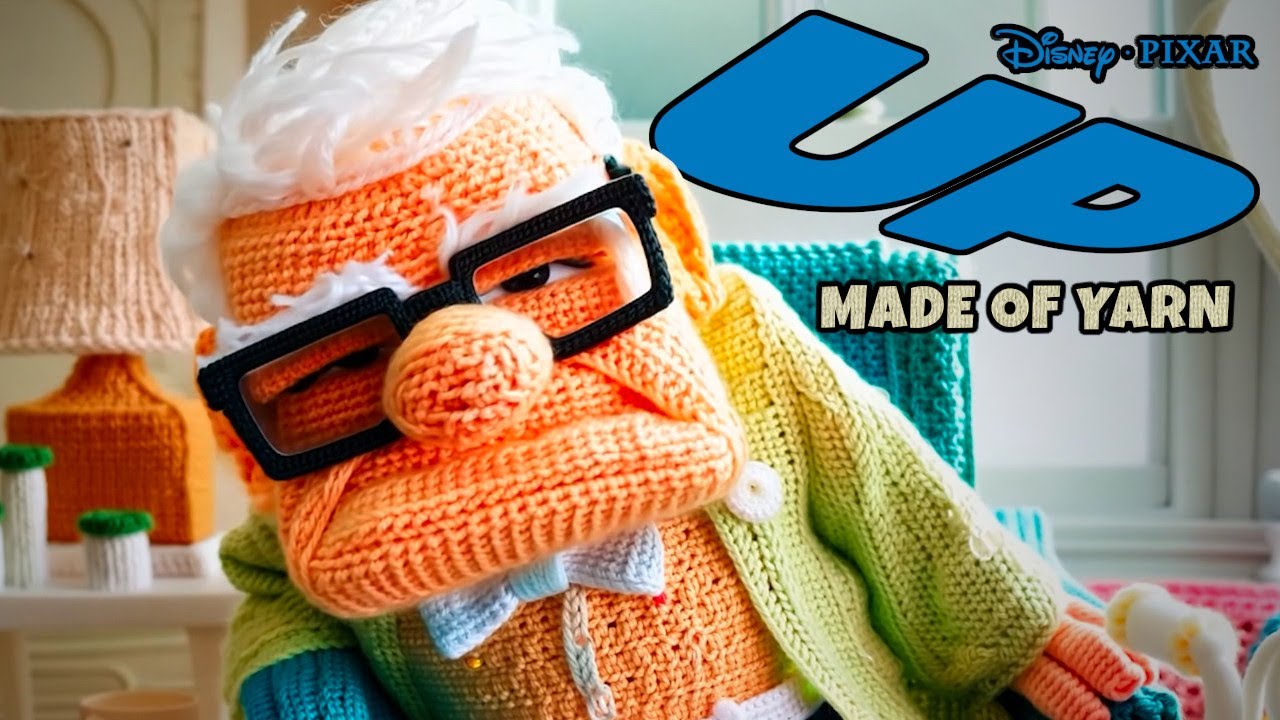 Carl Goes Up but made out of yarn