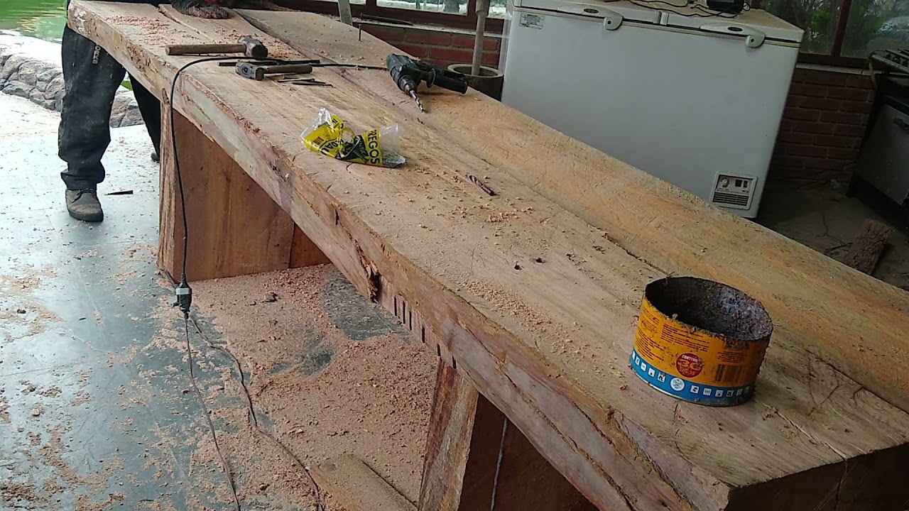 como montar uma mesa de jantar com tronco de árvore rústico 🤠🤠