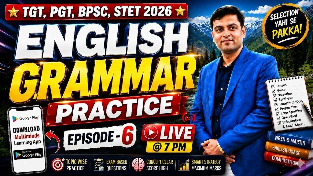 ENGLISH GRAMMAR PRACTICE 🔥 TGT PGT BPSC STET 2026 | Episode -6