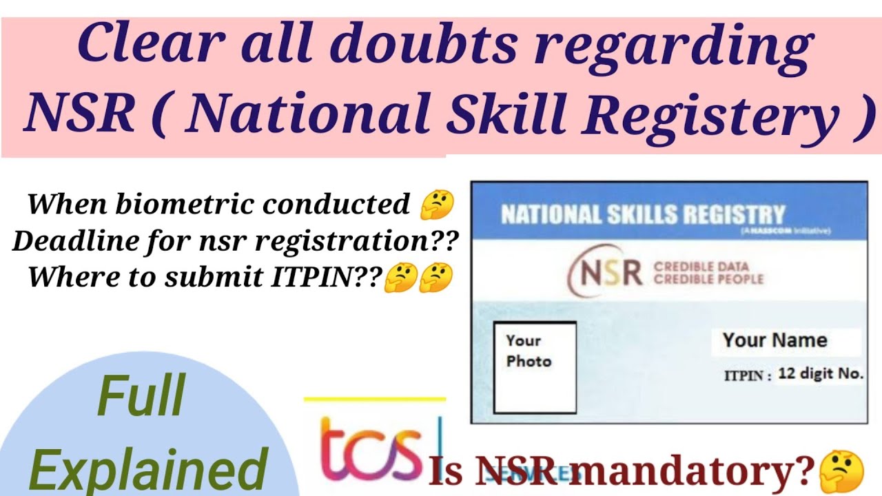 Deadline for NSR? (National Skill Registry) | All doubts clear | NSR pin for TCS #tcs
