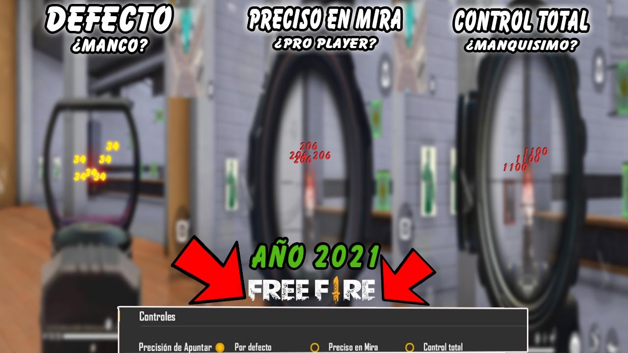 Diferencias entre defecto, preciso en mira y control total en FREE FIRE 2021